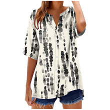 Camisetas de mujer de tallas grandes, manga corta, cuello en V, tops deportivos, blusas holgadas, camisetas informales de verano con estampado floral
