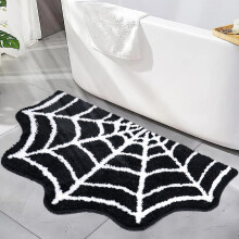 Spinnenweb badmat 31 x 20 inch, antislip, machinewasbaar, gotisch Halloween tapijt voor badkamer, deur, slaapkamer (zwart)