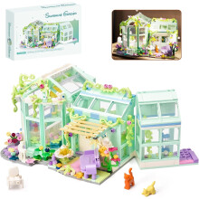 Blumenhaus-Bausatz mit LED-Beleuchtung für Mädchen und Erwachsene, kompatibel mit Lego