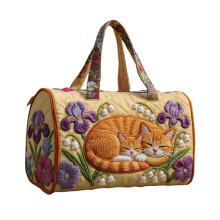 Bolsa de viagem acolchoada Willtoo com estampa de cachorro e gato, estilo vintage, ideal para fins de semana, academia e outras atividades ao ar