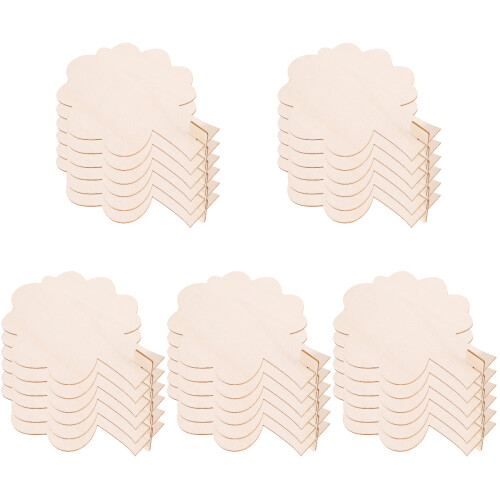 30Pcs DIY Wooden Tree Models Unfinished Beige Blank Small Tree Decor 1