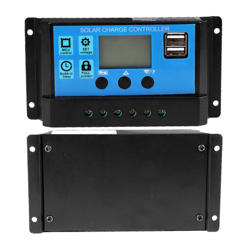 Auto Solar Controller With LCD Display Solar Controller12V24V PWM Controller Solar Charge Controller Adjustable Parameter Timer Setting Overcurrent 1