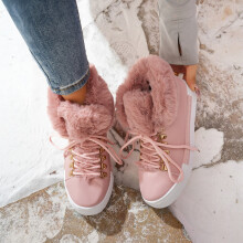 Willtoo Winter dames sneeuwlaarzen met korte schacht, fleecegevoerde, verdikte laarzen voor koud weer, roze