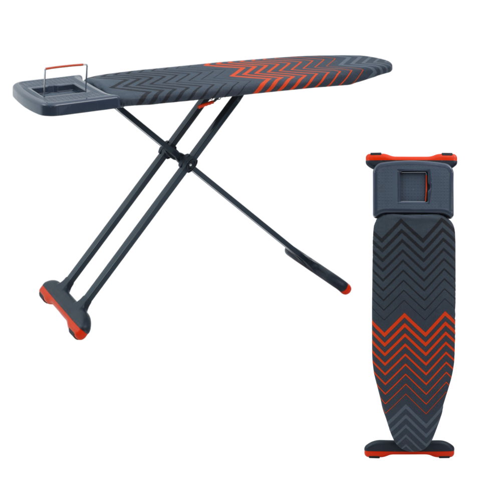 Theownas Large Ironing Board 125X45cm. Extra Wide Foldable Surface, Adjustable Height, Foldable With Steam Iron Holder