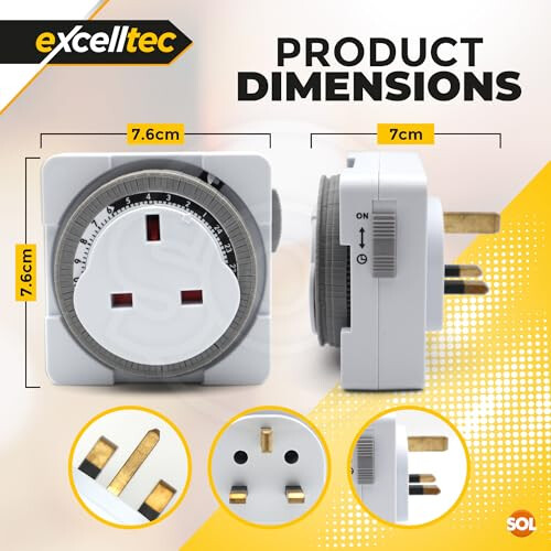 SOL SOL 1pk 24-Hour Timer Switch - 240V Plug-in Timer for Home - Automatic 1