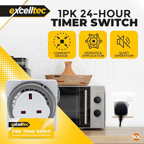 SOL SOL 1pk 24-Hour Timer Switch - 240V Plug-in Timer for Home - Automatic 2