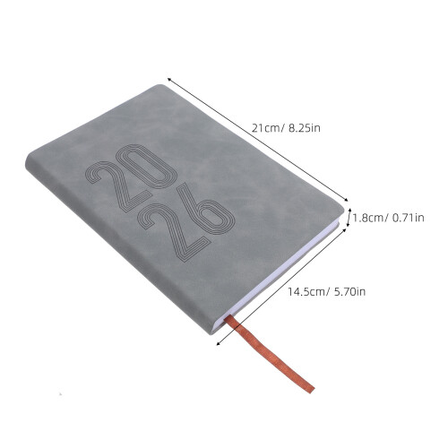 2Pcs 2026 Planner Notebook Grey PU Soft Cover Monthly Weekly Organizer 1