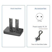 Blueendless Dual-Bay M.2 NVME SSDClone DockingStation 20Gbps USB3.2 USBC TypeC OFFline Cloner Duplicator NVme PCIE Enclosure(EU)