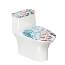 Juego de 2 fundas para tapa de inodoro, ajustables, con estampado de conchas marinas, para accesorios de baño.