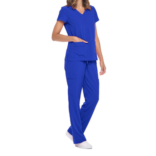 asdoklhq Plus Size Scrubs Γυναικείο Μπλούζα με V-Neck, Άνετη Εφαρμογή, Παντελόνι με Τσέπες και