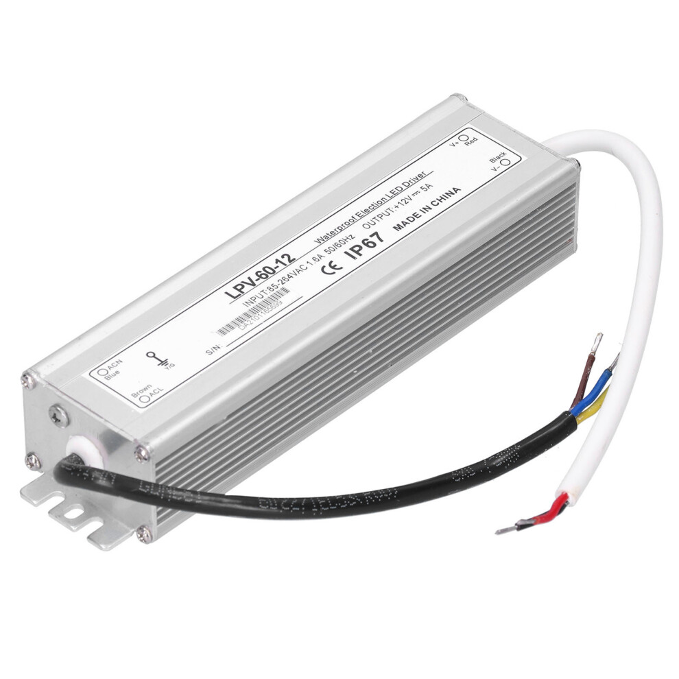 Berm Aluminum Waterproof Power Supply For Led 12V 60W Lpv-60-12 7891391582038