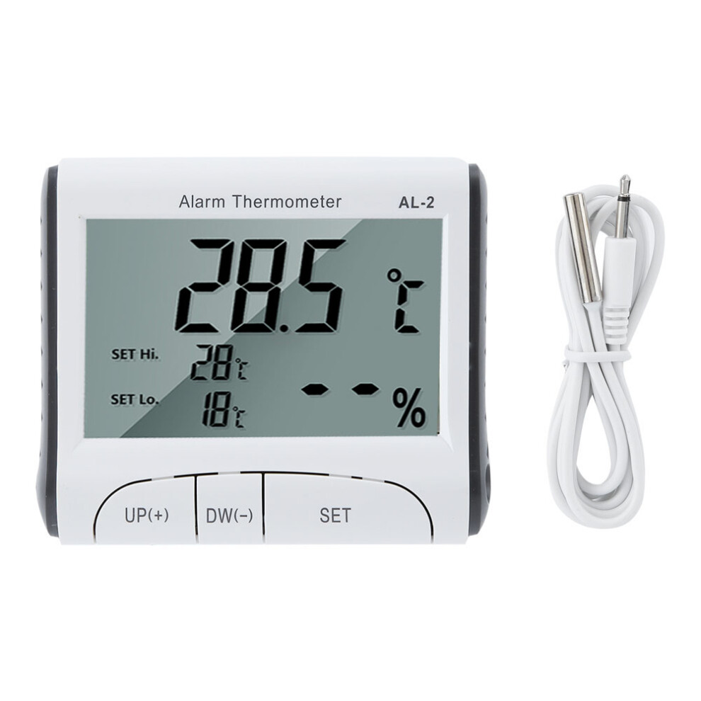 Multi-functional Digital Thermometer, Hygrometer with Clock for Indoor Outdoor Use, Aquarium and Reptile Tank Thermometer with Humidity Meter Gauge