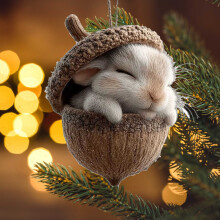 Eichel-Weihnachtsbaumschmuck mit Waldtiermotiv – Hase, personalisierter Tannenzapfen zum Aufhängen für Tierliebhaber, kompatibel mit