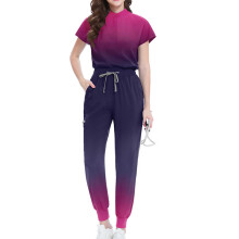 asdoklhq Set di camici da donna, pantaloni larghi con coulisse, tasche, camicette a maniche corte con scollo a V, set uniforme infermieristica rosa2X