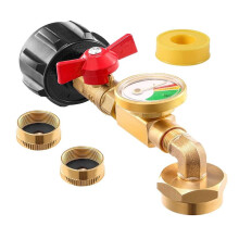 QCC1 Propane Refill Elbow Adapter with Propane Tank Gauge, 90 Degrees Refill Pressure Adapter with -Off Control Valve