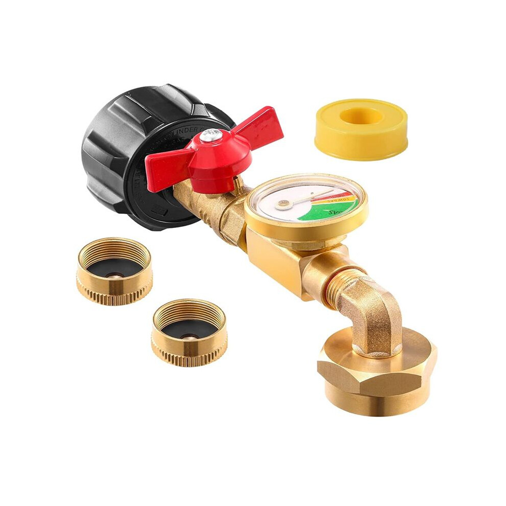 Qcc1 Propane Refill Elbow Adapter With Propane Tank Gauge, 90 Degrees Refill Pressure Adapter With -Off Control Valve 6032967627338