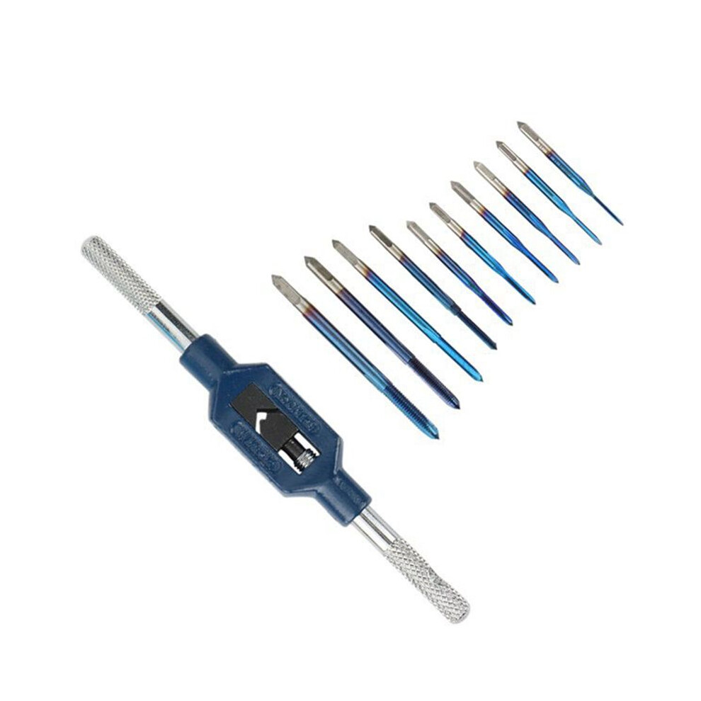 10Pcs M1-M3.5 Thread Taps With Adjustable M1-M8 Wrench Machine Tap Wrench Set For Metal Working Screw Tap Drill Bit 4713095554063