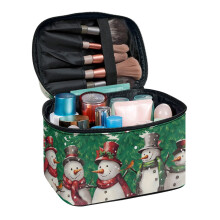 Cosmetica-organizer, handzame make-upkoffer met vakjes voor kwasten, multifunctionele kwastenhouders, kerstthema