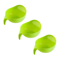 Criathar Ríse Éadrom le Láimhseáil, Tacar Criathar Plaisteach 3 phíosa le haghaidh Rís, Pasta, Glasraí & Torthaí – 8.66x7.28"