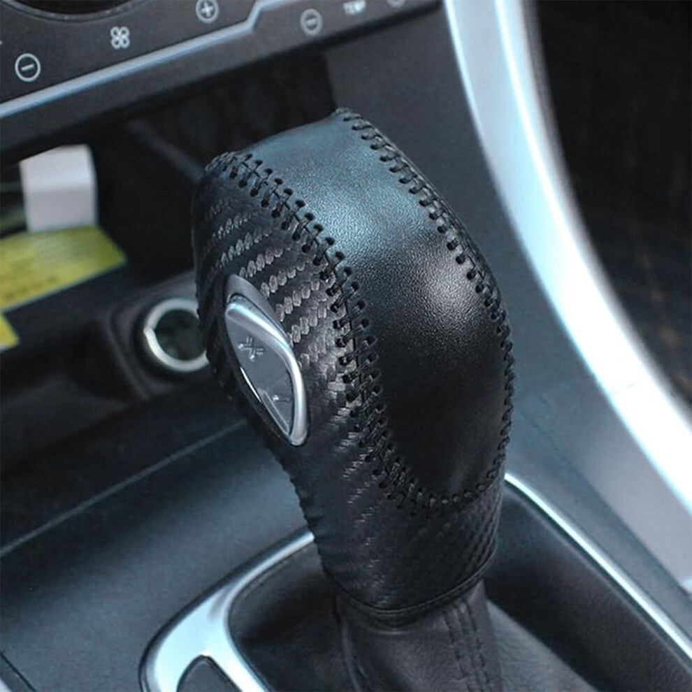 Leather Car Gear Shift Knob Cover Â Plain Carbon Thread, Compatible With Ford Mondeo, Escape, Focus Black 9551475409788