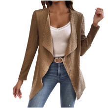 Cárdigan largo de manga larga para mujer, con frente abierto, estilo casual, holgado, ligero y cómodo, ideal para otoño.