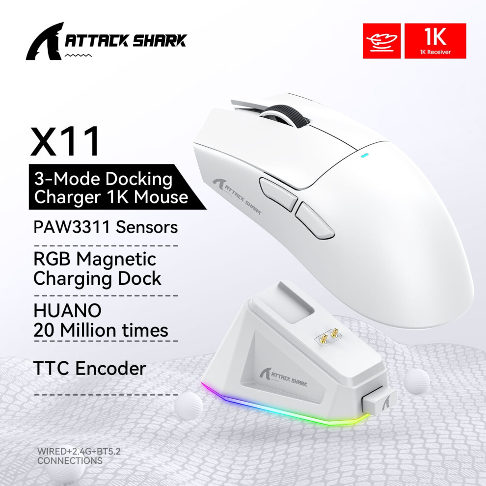 Attack Shark X11/X6/X3/R1 Rgb Wireless Gaming Mouse, Bluetooth Tri-Mode Connectivity, Lightweight, Ergonomic For Valorant&Fps 9175034775857