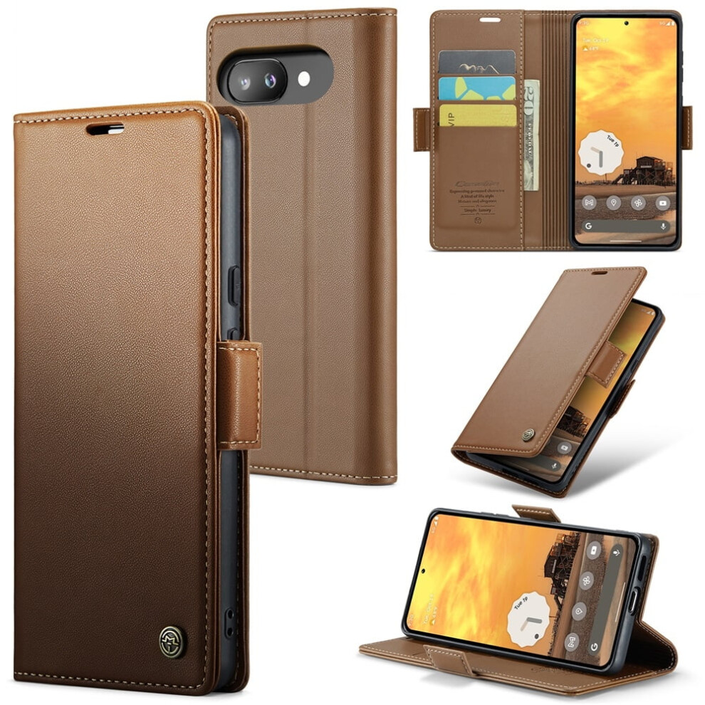 Caseme Leather Wallet Case For Google Pixel 9A Â Rfid Blocking, Magnetic Clasp, Kickstand Folio, Â Compatible With Google Pixel 9A Brown 9175034776250