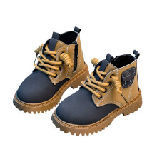 Boys Winter Boots Winter New Boys British Fashionable Versatile Children Leather Side Zipper Short Boots Boys Boots