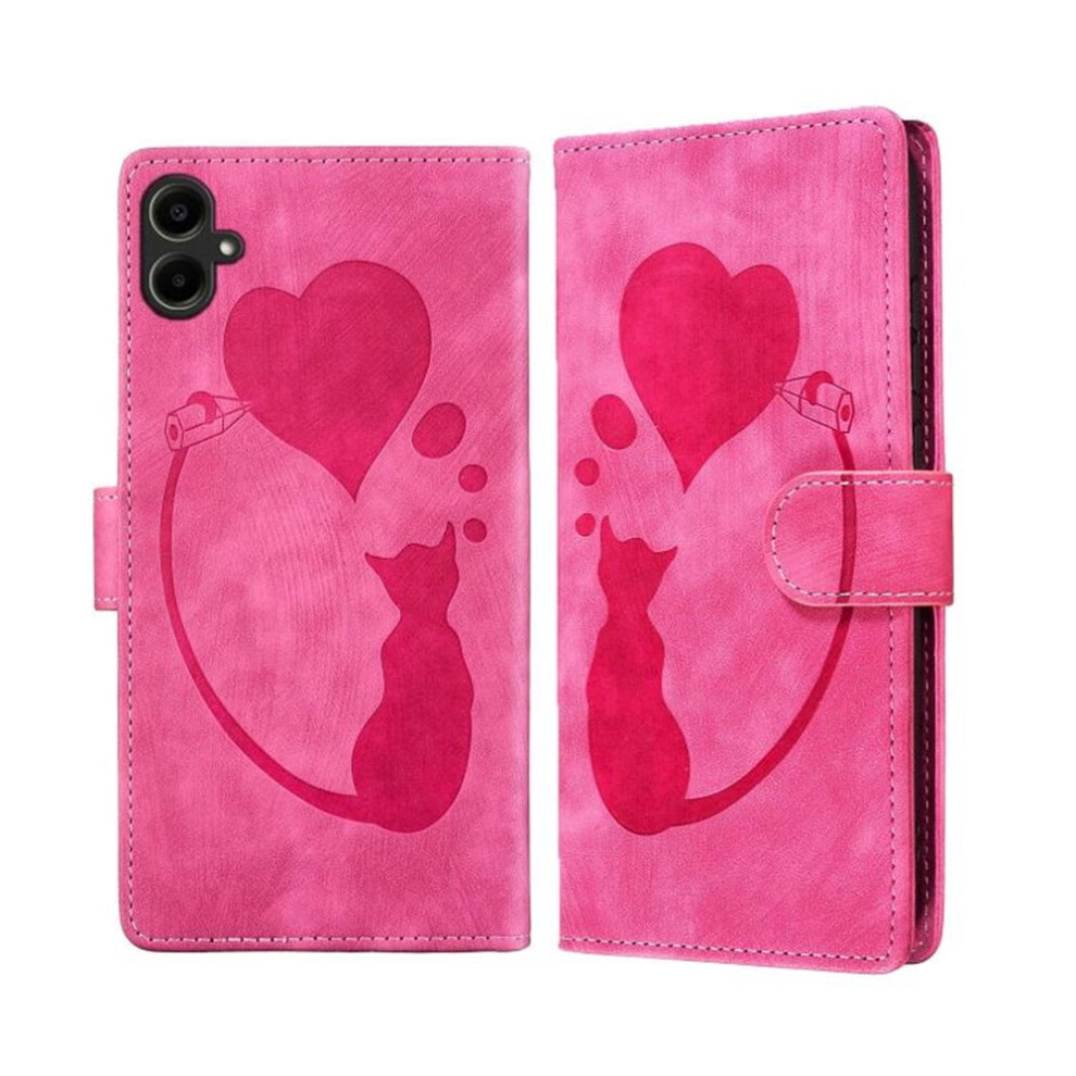 Pu Leather Flip Wallet Case With Magnetic Closure & Card Slots For Samsung Galaxy A07 4G / A06 4G 6.7" Â Cat Patterned Pink 9175034776731