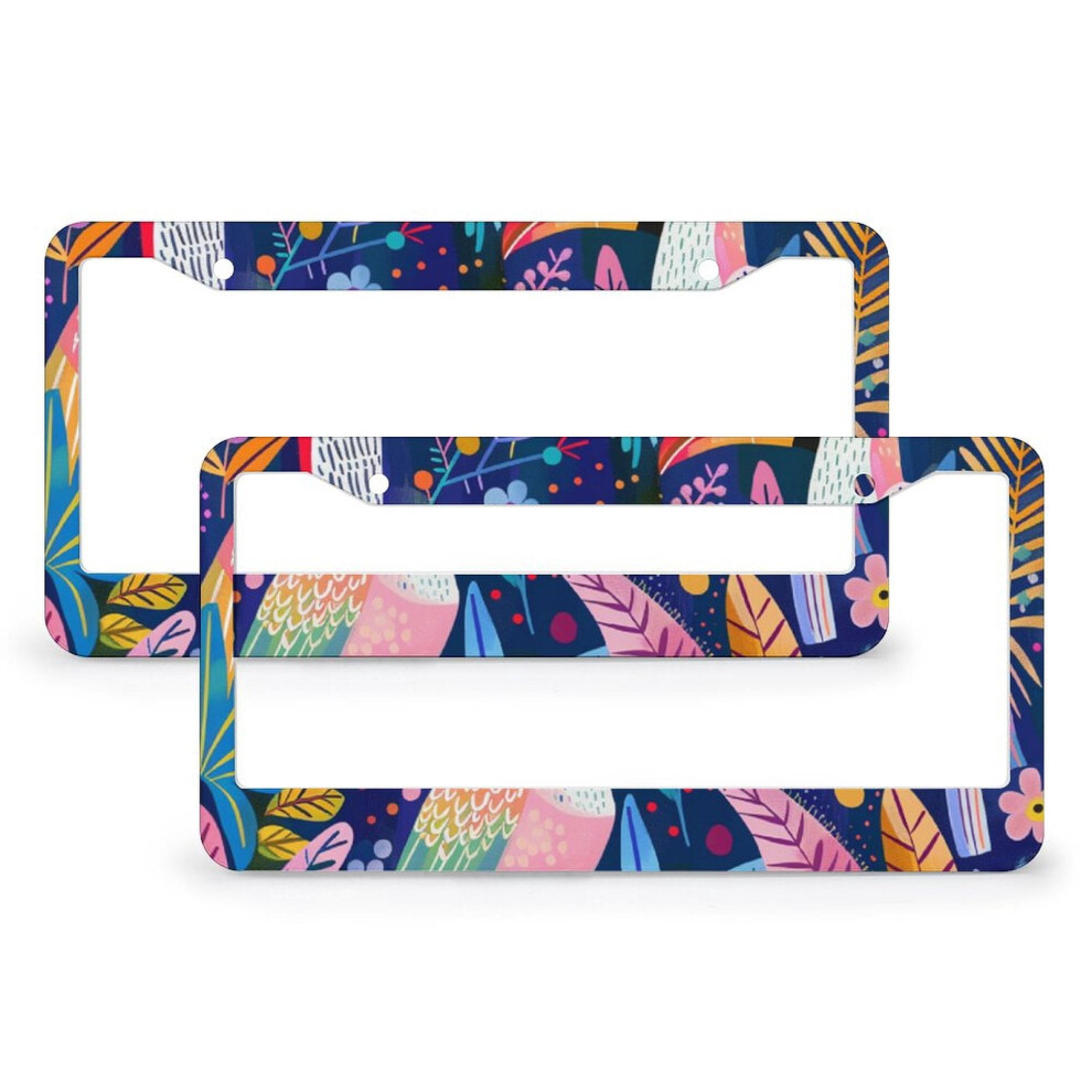 Tropical Bird Toucan License Plate Frame Â 2Pcs Aluminum, 15.9X30.9cm, Compatible With All Cars Pink 9551475409757