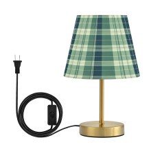 Modern Minimalist Cone Desk Lamp with Antique Bronze Base & Linen Shade, Compatible with Bedroom/Living Room/Office/Dorm