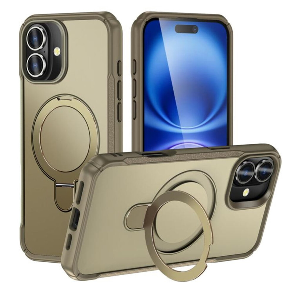 Magnetic Magsafe Case For Iphone 16 6.1" Â Mil-Grade Shockproof, Built-In Stand & Ring Holder, Khaki 9175034778223