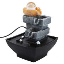 Relaxation Zen Fountain, Indoor Decorative Fountains with LED Light for Nighttime Tranquility, Resin Construction Fountains for Any Room