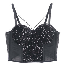 Tank Tops for Women Women's Sequin Beaded Corset Short Club Party Removable Shoulder Slim Tank Top for Women