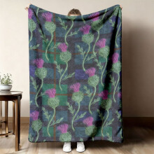 Couverture élégante en flanelle à motif chardon écossais et tartan – Polyester, utilisable en toutes saisons pour la voiture, le bureau, le