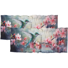 Pink Floral Hummingbird Watercolor Curtain Valance 54x18 in