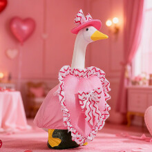 Valentinstags-Gänse-Outfits für die Veranda – Rosa/rote Herzchen-Kleidung für 58 cm große Gänsefiguren und Haustiere, Dekoration für