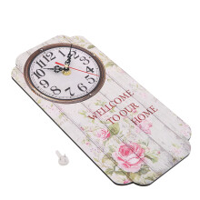 Vintage Floral Design Accurate Pointer with Minimal Noise, 14Inch Wooden Wall Clock Battery Operated Home Decor for Bedrooms Living Rooms Study