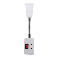 Lampă flexibilă cu gât de lebădă pentru toate becurile E27, adaptor pentru soclu E27 cu extensie de comutator pornit/oprit și material PBT