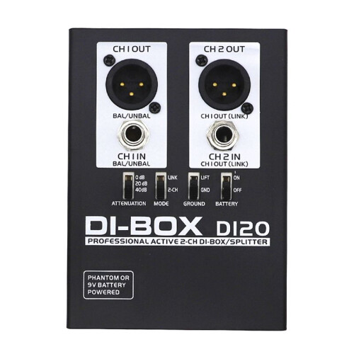 Audio Active DI BOX Direct Injection Box Low Noise Gitarr Bas DI 2 Channel Audio Converter Multi-Purpose Mixer Audio