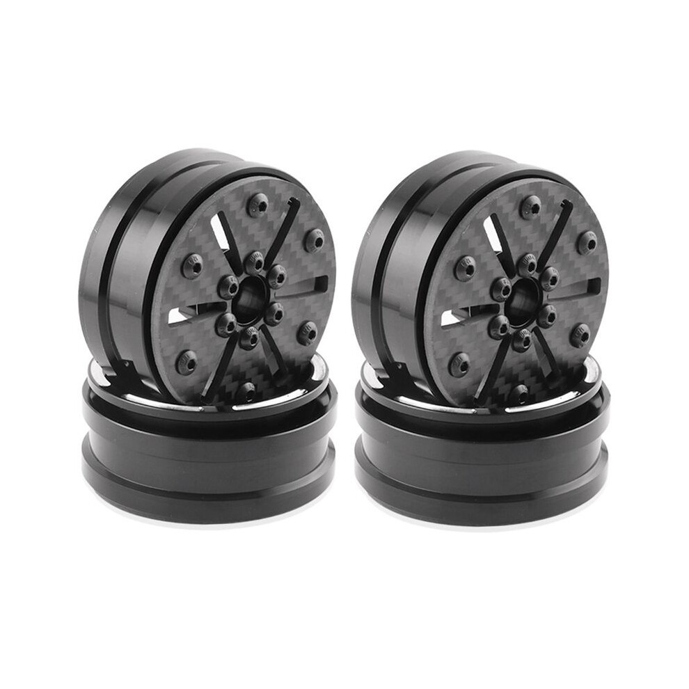 Tauoh 4Pcs Carbon Fiber 1.9Inch Beadlock Wheel Rim Wheel Hub For 1/10 Rc Crawler Car Axial Scx10 Trx4 B