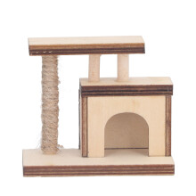 Mini struttura di arrampicata per gatti in legno di betulla, modello per casetta delle bambole 1:12, 6,5x5,5x3,5cm