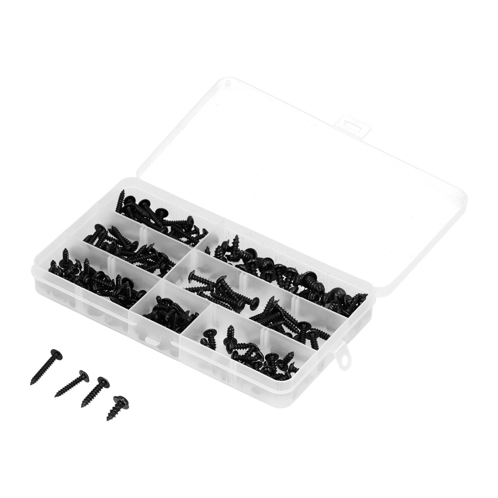 210Pcs Black Carbon Steel Cross Self Tapping Screws Assortment, M3-M4.8 9441387683515