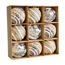 9-teiliges Set Weihnachtskugeln, 8 cm große, bruchsichere Anhänger, drei verschiedene Designs, ideal zur Dekoration von Weihnachtsbaum, Tür,