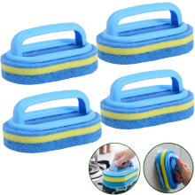 Estropajos de baño con mango (paquete de 2) para baño, cocina, bañera e inodoro – Mango ergonómico, color azul, compatible con todas las