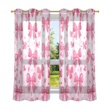 Conjunto de 2 Cortinas Blackout Térmicas Isolantes com Proteção Solar para Quarto, Cortinas que Escurecem a Atmosfera, Rosa com Laços Delicados