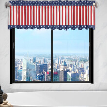 Cortinas de cozinha com bandô para o Dia da Independência – Estrelas e listras vermelhas, azuis e brancas, com bolso para varão, 1 painel, 137