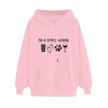 Felpa con cappuccio I'm A Simple Woman, divertente, con stampa caffè, infradito, cane, vino, grafica, vacanza, felpa casual da donna, pullover.