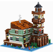 Fischerdorf-Holzhaus-Bausätze Architektur für Jungen und Mädchen Nicht kompatibel mit Lego
