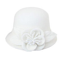 Cappello a secchiello da donna anni '20 Cappello a cloche invernale in lana pieghevole Cappello a bombetta vintage rotondo con fiore Piccolo cappello